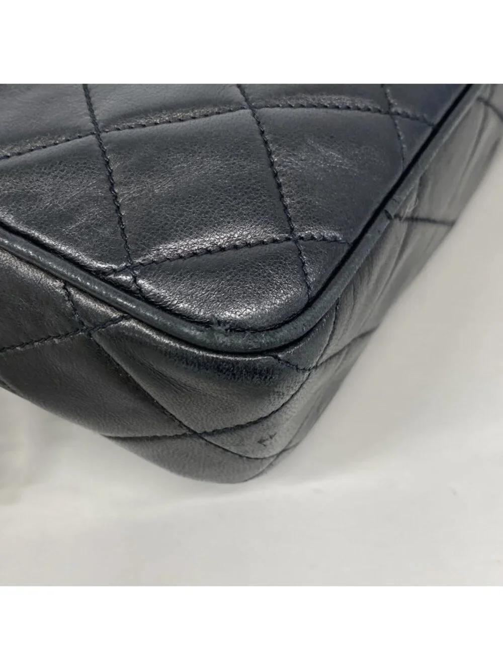 Chanel Shoulder Bag Quilted Lambskin Black Gold